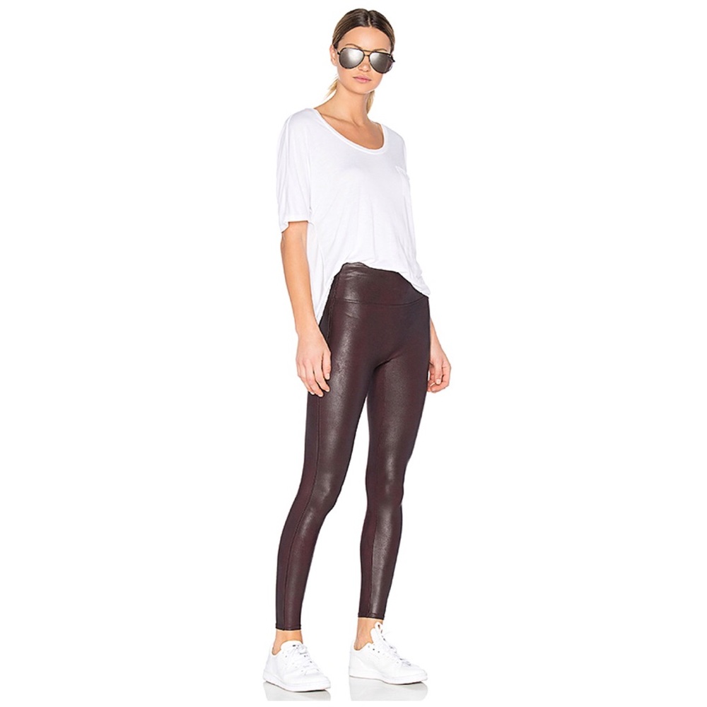 Spanx Wine Faux Leather Leggings, Large